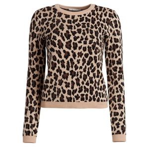 Alice + Olivia Connie Embellished Leopard Sweater